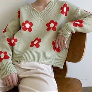 Isalis distressed Daisy  Floral Sweater